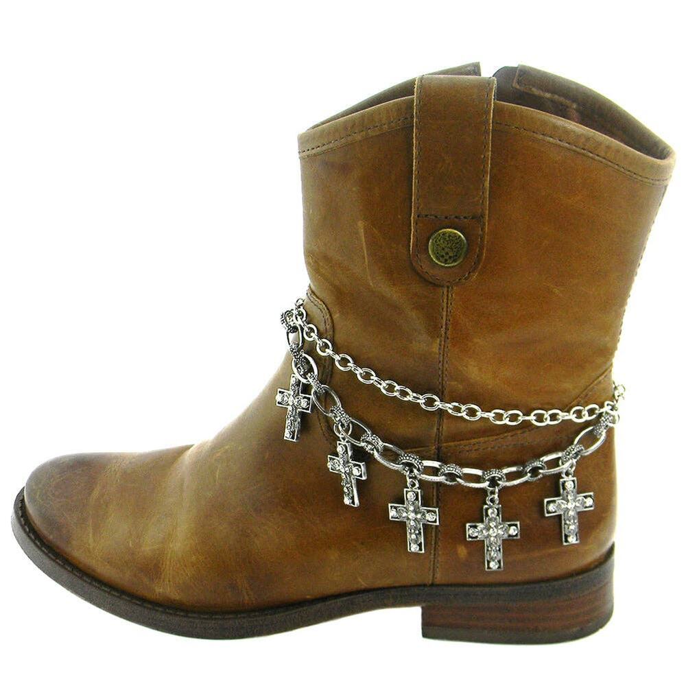 Rhinestone Cross Charm Boot Chain - Picture 2 of 2